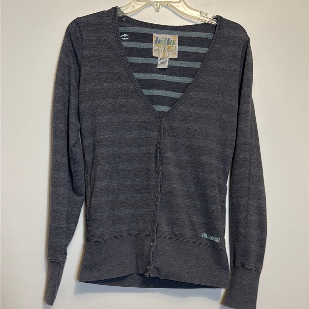 Billabong grey button-up cardigan striped‎